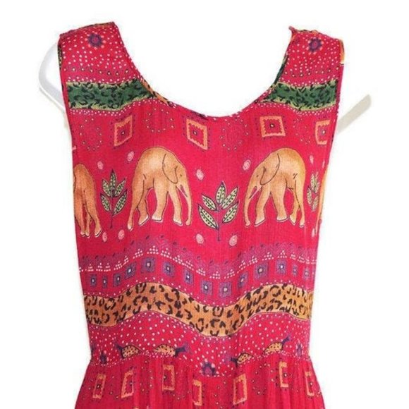 Vintage Bila Dresses & Skirts - Boho Elephant Print Dress Size Large Vintage